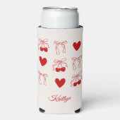 パーソナライズされたチェリーボウ ブライズメイドパーティー カスタム スリム缶クーラー (Seltzer正面)