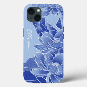 パーソナライズされたチノワセリーシック青ロータスマンダラ iPhone 13ケース