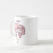 パーソナライズされたチビ(小さくかわいく書いた感じ)スタイル対キスをする対 コーヒーマグカップ (正面左)