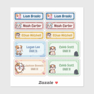 パーソナライズされたチビ（小さくかわいく書いた感じ）ブルドッグ名ラベル シール