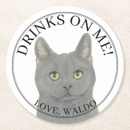 パーソナライズされたチャートルー結婚キャット ラウンドペーパーコースター