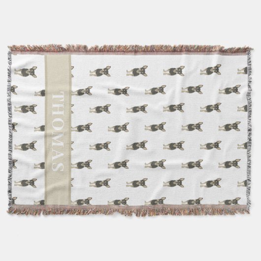 パーソナライズされたチワワ(黒・丹) スローブランケット (正面)