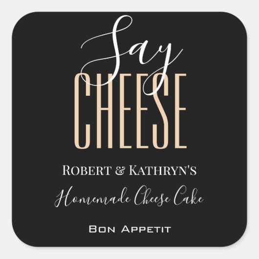 パーソナライズされたチーズフードラベル スクエアシール (正面)