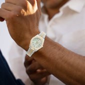 パーソナライズされたツートーンウォッチ ∣ アクアマーブルギフト 腕時計