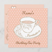 パーソナライズされたティーカップのお誘い 招待状 (正面/裏面)