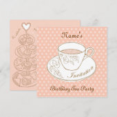 パーソナライズされたティーカップの招待状 招待状 (正面/裏面)