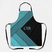 パーソナライズされたティール（緑がかった色）とブラック エプロン (正面)
