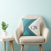 パーソナライズされたティール(緑がかった色)と白の幾何学的 クッション (椅子)