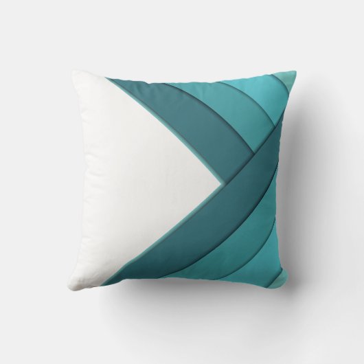 パーソナライズされたティール(緑がかった色)と白の幾何学的 クッション (裏面)
