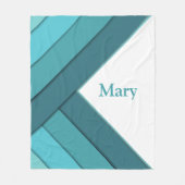 パーソナライズされたティール(緑がかった色)と白 フリースブランケット (正面)