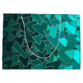 パーソナライズされたティール（緑がかった色）と金ゴールド幾何学的抱き枕 ラージペーパーバッグ (裏面)