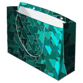 パーソナライズされたティール（緑がかった色）と金ゴールド幾何学的抱き枕 ラージペーパーバッグ (裏面アングル)