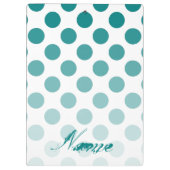 パーソナライズされたティール(緑がかった色)グラデーション水玉模様 クリップボード (裏面)