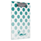 パーソナライズされたティール(緑がかった色)グラデーション水玉模様 クリップボード (右)