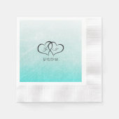 パーソナライズされたティール（緑がかった色）スクラッチカクテルナプキン 縁ありカクテルナプキン (正面)