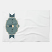 パーソナライズされたティール（緑がかった色）ビアラベル キッチンタオル (横)