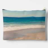 パーソナライズされたティール(緑がかった色)ビーチ写真 アクセサリーポーチ (裏面)