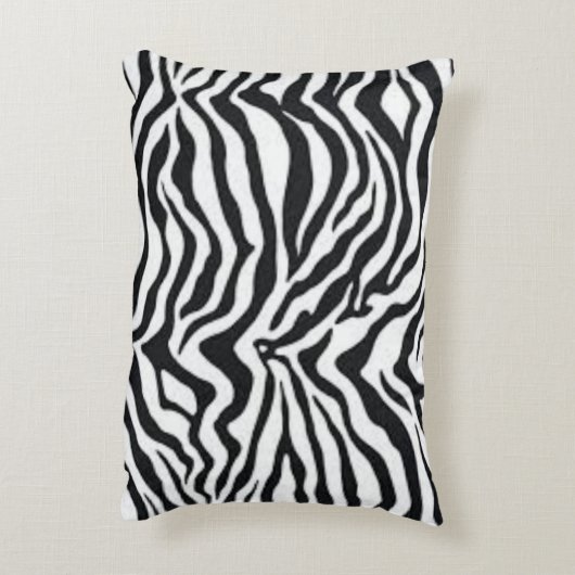 パーソナライズされたティール(緑がかった色)ブルーとゼブラ印刷 アクセントクッション (裏面(縦))