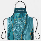 パーソナライズされたティール(緑がかった色)ブルーアガテエプロン エプロン (正面)