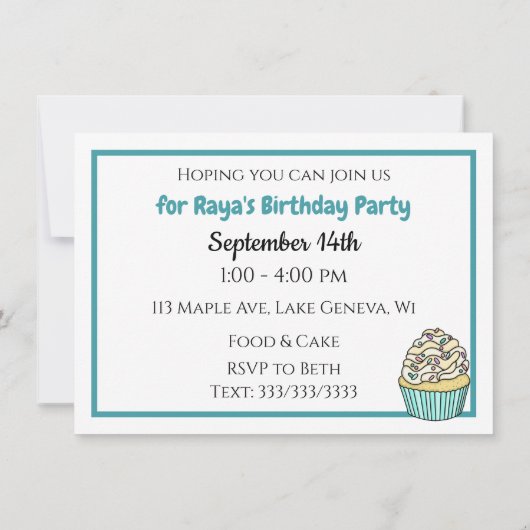 パーソナライズされたティール（緑がかった色）ブルーボーイズフォト誕生日 招待状 (裏面)