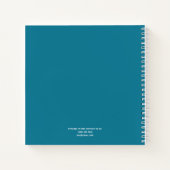パーソナライズされたティール(緑がかった色)ブルー&ホワイトスケッチ ノートブック (裏面)