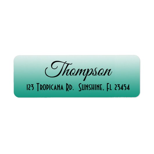 パーソナライズされたティール(緑がかった色)勾配差出人住所ラベル ラベル (正面)