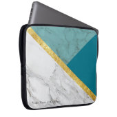 パーソナライズされたティール(緑がかった色)大理石&金ゴールドノートパソコンケース ラップトップスリーブ (正面右)