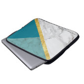 パーソナライズされたティール(緑がかった色)大理石&金ゴールドノートパソコンケース ラップトップスリーブ (正面下部)