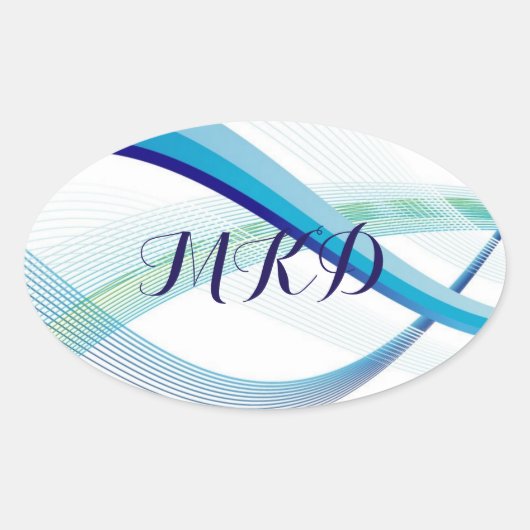 パーソナライズされたティール(緑がかった色)旋回封筒用シールシール 楕円形シール (正面)