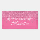 パーソナライズされたティール(緑がかった色)滴下グリッター誕生日バナー 横断幕 (横)