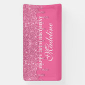 パーソナライズされたティール(緑がかった色)滴下グリッター誕生日バナー 横断幕 (縦)