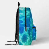 パーソナライズされたティール（緑がかった色）絞り染め プリントバックパック (左)