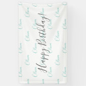 パーソナライズされたティール（緑がかった色）緑の誕生日名バナー 横断幕 (縦)