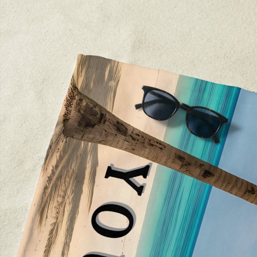 パーソナライズされたテキスト - カスタムトロピカルビーチデザイン ビーチタオル (インサイチュ)