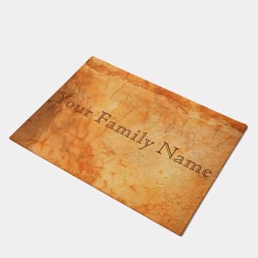 パーソナライズされたテラコッタ色のレンガの壁 ドアマット (アングル)