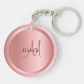 パーソナライズされたテンプレートバラ金ゴールド キーホルダー (裏面)