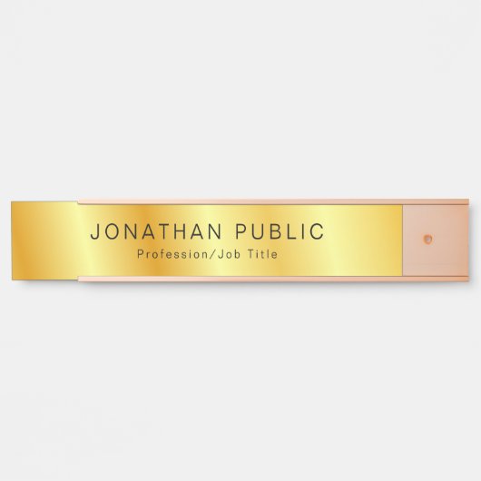 パーソナライズされたテンプレートフェイク金ゴールドエレガントモダン サインプレート (正面)