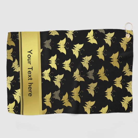 パーソナライズされたテンプレート、蝶、蝶 ゴルフタオル (横)