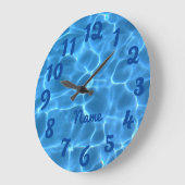 パーソナライズされたディープブルーの番号付き写真 ラージ壁時計 (傾斜)