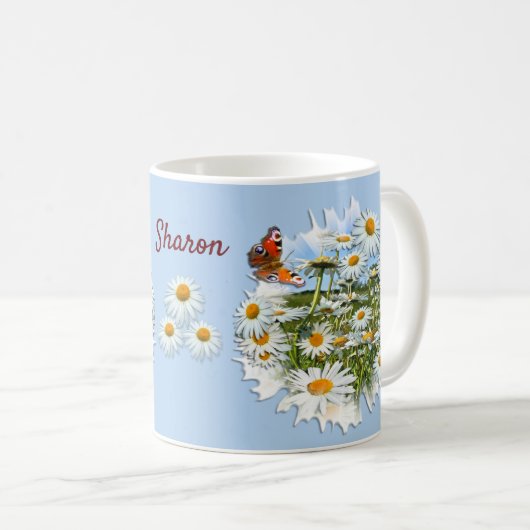 パーソナライズされたデイジー名前をカスタムする コーヒーマグカップ (正面右)