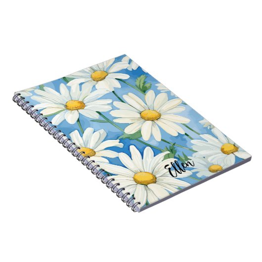 パーソナライズされたデイジー花柄 ノートブック (右側)