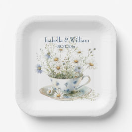 パーソナライズされたデイジー&アレーブルーデニムの花 ペーパープレート