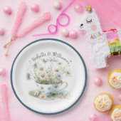 パーソナライズされたデイジー&アレーブルーデニムの花 ペーパープレート (パーティー)