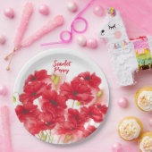 パーソナライズされたデザイン緋色ポピー。 ペーパープレート (パーティー)
