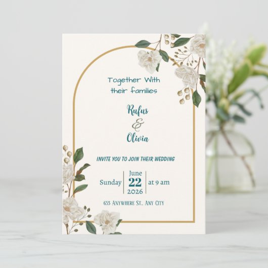 パーソナライズされたデジタル結婚式招待状 - モダンE 招待状 (スタンド正面)