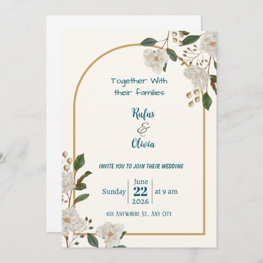 パーソナライズされたデジタル結婚式招待状 - モダンE 招待状 (正面/裏面)