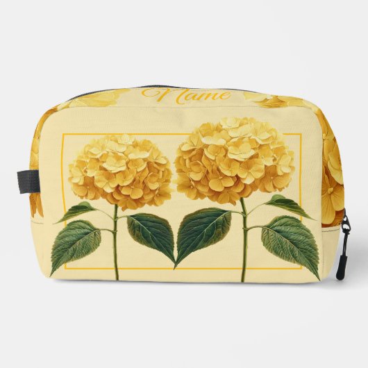 パーソナライズされたトイレタリーバッグ – イエローアジサイ ドップキット (正面)