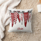 パーソナライズされたトゥスカローザ レッド & ホワイト ペナント クッション (ブランケット)
