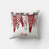 パーソナライズされたトゥスカローザ レッド & ホワイト ペナント クッション (裏面)