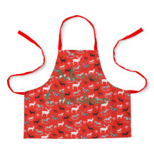 パーソナライズされたトナカイのロッキング馬クリスマスエプロン